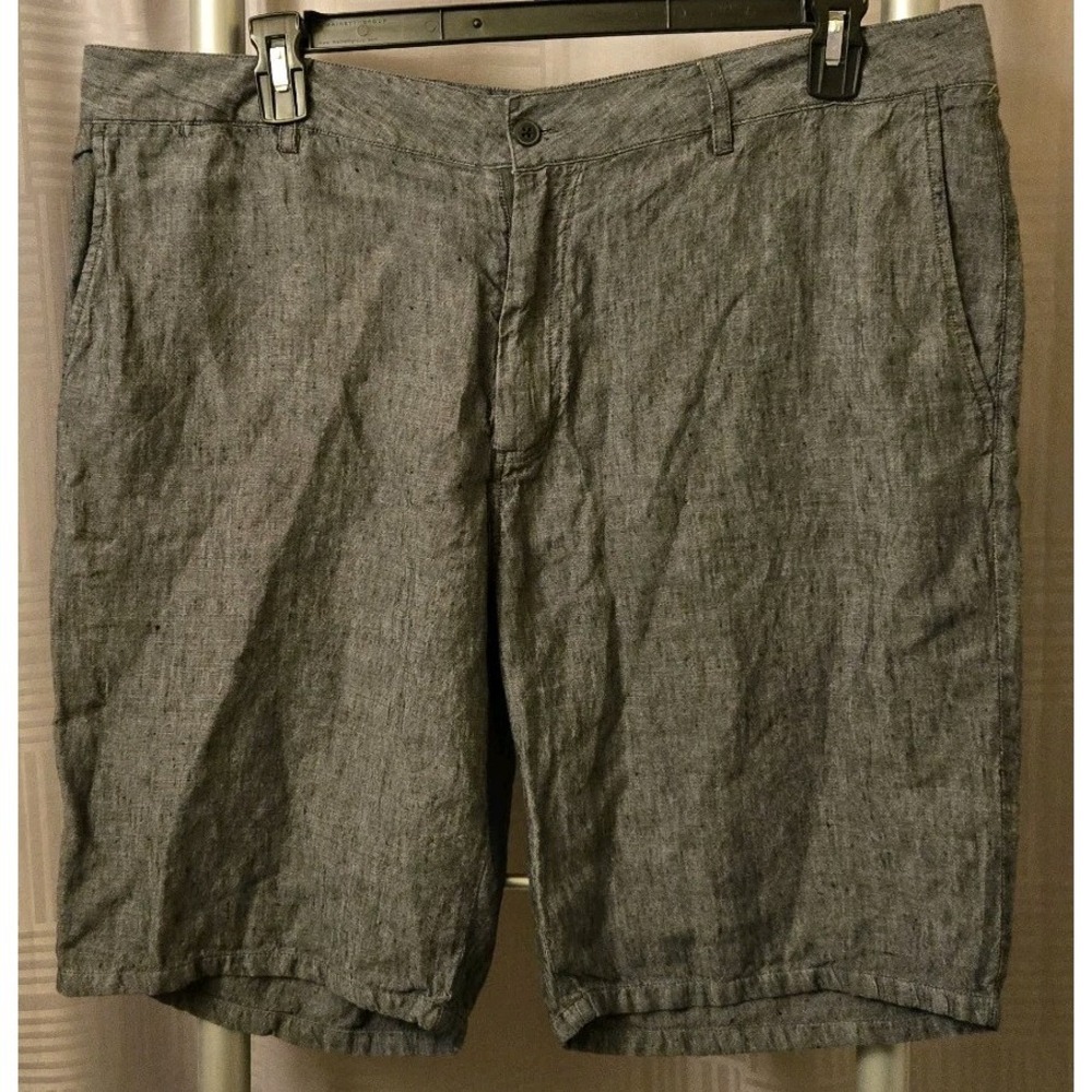 Nove 9 Mens Charcoal Gray Linen Zip-Fly Straight Fit Casual Shorts Size 40x10